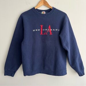 Fruit of the Loom Navy LA New Orleans Crewneck Sweatshirt Medium